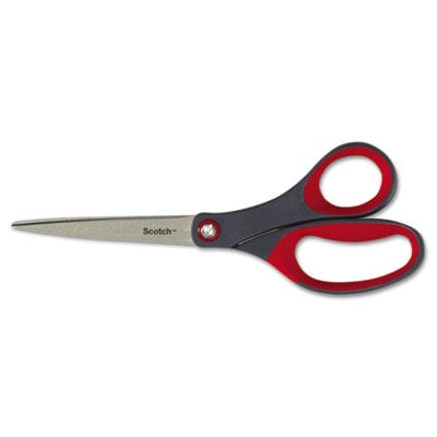 Scotch 1448 Precision Scissors- Pointed- 8&quot; Length- 3-1/8&quot; Cut- Gray/red