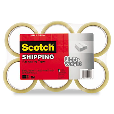 Scotch 3350-6 Lightweight Shipping Packaging Tape- 1.88&quot; X 54.6 Yds- Clear- 6/pack