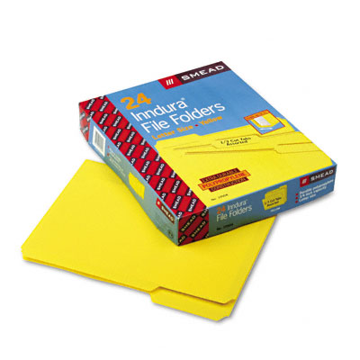 10504 Waterproof Poly File Folders- 1/3 Cut- Top Tab- Letter- Yellow- 24/box
