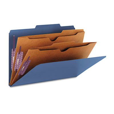 19077 Pressboard Classification Folders- 2 Pocket Dividers- Legal- Dark Blue- 10/box