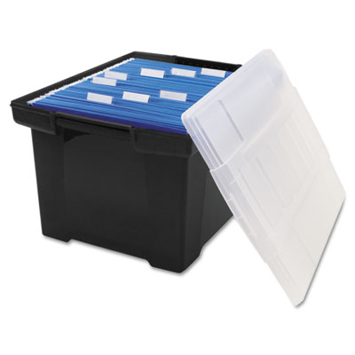 61528u01c Plastic File Tote Storage Box- Letter/legal- Snap-on Lid- Black