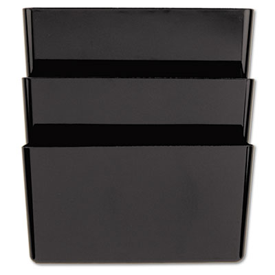 08121 Recycled Wall File- 3 Pocket- Plastic- Black