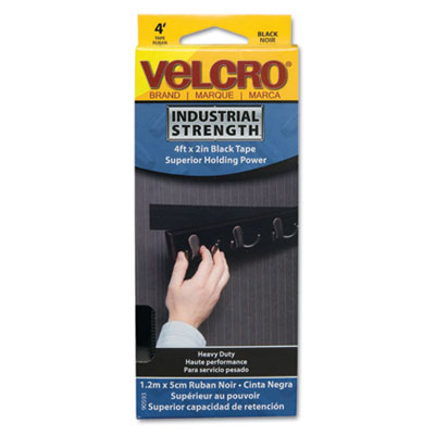 Fabric Hook And Eye 90593 Industrial Strength Hook & Loop Fastener Tape Roll- 2&quot; X 4 Ft. Roll- Black