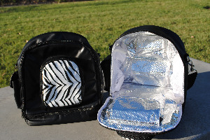 Idt1215-2-02 Icy Diamond Tote Backpack- Black With Zebra Pouch