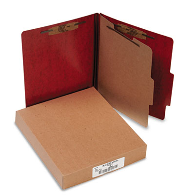 Acco 15004 Presstex 20-point Classification Folders- Letter- 4-section- Red- 10/box