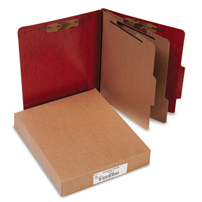 Acco 15006 Presstex 20-point Classification Folders- Letter- 6-section- Red- 10/box