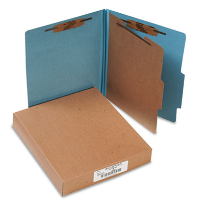 Acco 15024 Pressboard 25-point Classification Folders- Letter- 4-section- Sky Blue- 10/box