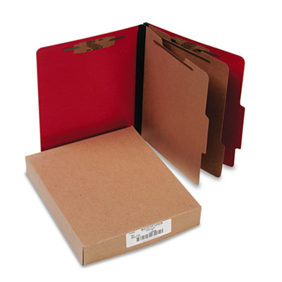 Acco 15669 Presstex Classification Folders- Letter- 6-section- Executive Red- 10/box