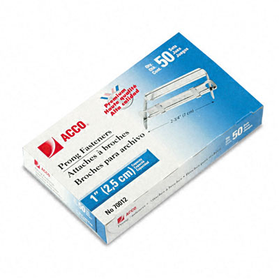 Acco 70012 Premium 2 Piece Paper File Fasteners- 1&quot; Capacity- 50/box
