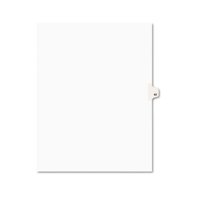 01062 -style Legal Side Tab Divider- Title: 62- Letter- White- 25/pack