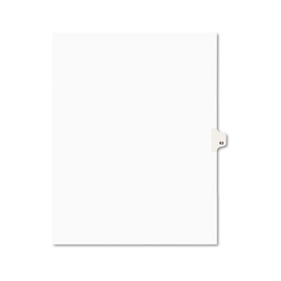 01063 -style Legal Side Tab Divider- Title: 63- Letter- White- 25/pack