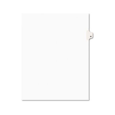 01081 -style Legal Side Tab Divider- Title: 81- Letter- White- 25/pack