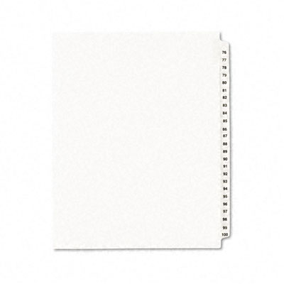 01333 -style Legal Side Tab Divider- Title: 76-100- Letter- White- 1 Set