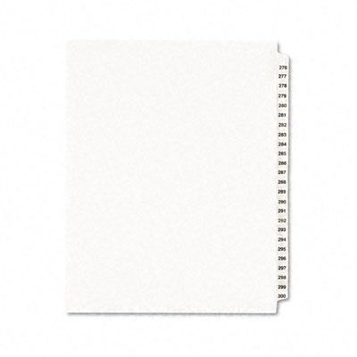 01341 -style Legal Side Tab Divider- Title: 276-300- Letter- White- 1 Set