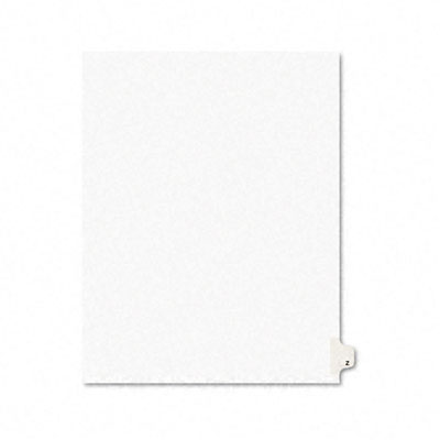 01426 -style Legal Side Tab Dividers- One-tab- Title Z- Letter- White- Pack Of 25