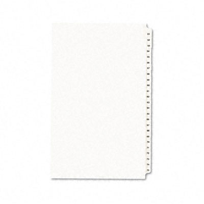 01432 -style Legal Side Tab Divider- Title: 51-75- 14 X 8 1/2- White- 1 Set