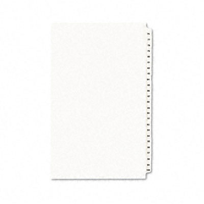 01433 -style Legal Side Tab Divider- Title: 76-100- 14 X 8 1/2- White- 1 Set