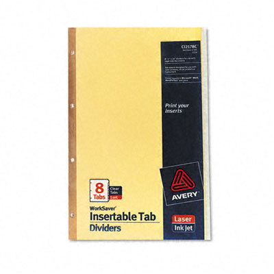 11116 Worksaver Insertable Tab Index Dividers- Eight Tab- Legal- Clear- 8/set