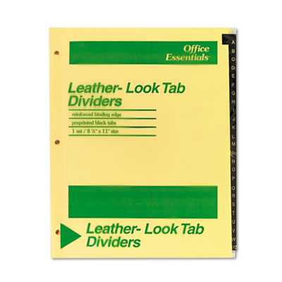 11483 Printed Leather Tab Index Dividers- 26-tab- A-z- Black- 26/set