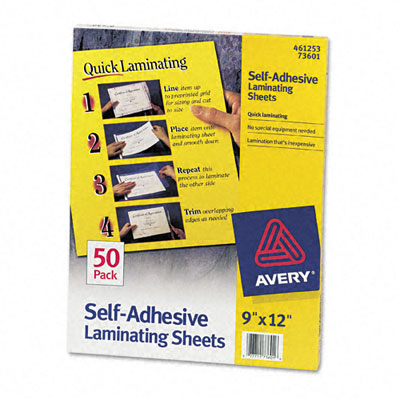 73601 Clear Self-adhesive Laminating Sheets- 3 Mil- 9 X 12- 50/box