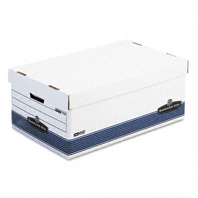 0070205 Stor/file Storage Box- Legal- Locking Lid- White/blue- 4/carton