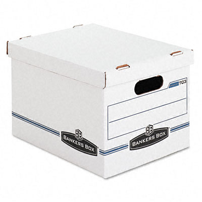 0070308 Stor/file Storage Box- Letter/legal- Lift-off Lid- White/blue- 4/carton
