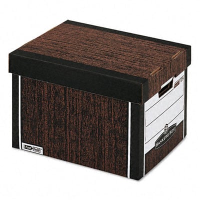 R-kive Max Storage Box- Letter/legal- Locking Lid- Woodgrain- 4/carton