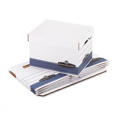 0078907 Quick/stor Storage Box- Letter/legal- Locking Lid- White/blue- 4/carton