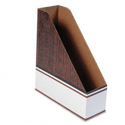 07224 Corrugated Cardboard Magazine File- 4 X 11 X 12 3/4- Wood Grain- 12/carton
