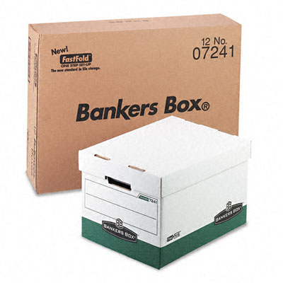07241 R-kive Max Storage Box- Letter/legal- Locking Lid- White/green- 12/carton