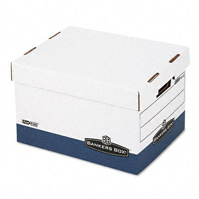 0724303 R-kive Max Storage Box- Letter/legal- Locking Lid- White/blue- 4/carton