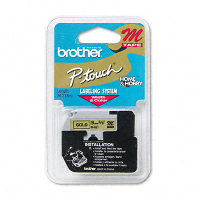 Brother PTouch M821 M Series Tape Cartridge for PTouch Labelers 3/8w Black on Gold