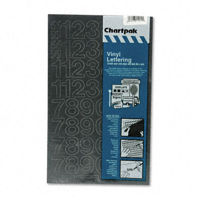 01130 Press-on Vinyl Numbers- Self Adhesive- Black- 1 Sheet With 44 Numbers