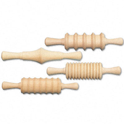 Creativity Street 3748 Wood Rolling Pin Set for Clay 4 Different Patterns