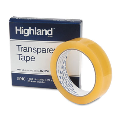 591012592 Transparent Tape- 1&quot; X 2592&quot;- 1&quot; Core- Clear