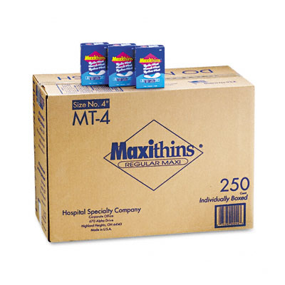 Mt-4 Maxithins Thin- Full Protection Pads- 250 Individually Boxed Napkins/carton