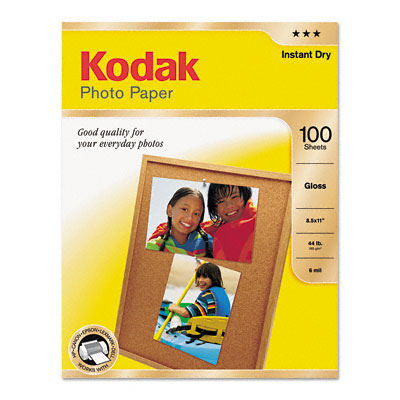 Kodak 8209017 Photo Paper- 44 lbs.- Glossy- 8-1/2 x 11- 100 Sheets/Pack