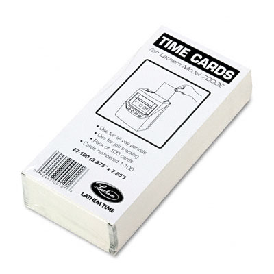 E7-100 Time Card For Lathem Model 7000e- Numbered 1-100- Two-sided- 100/pack