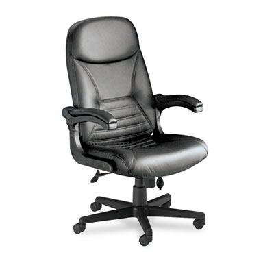6446agblt Big & Tall Executive Chair With Upholstered Arms- Black Leather