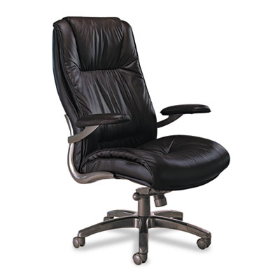 High-back Swivel/tilt Chair- Gunmetal Aluminum Base- Black Leather