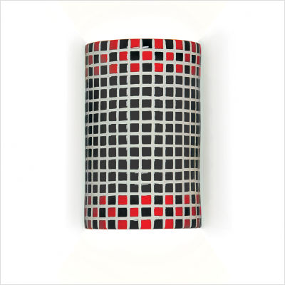 M20309-rb Checkers Wall Sconce Red And Black - Red And Black - Mosaic Collection