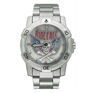Balboa V1D5003 Chrome Biker Watch - Ride Free Skull with Wings