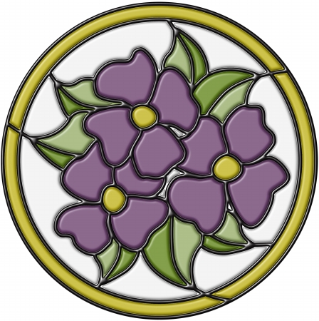 99441 Pansy Medallion Amethyst - Stained Glass Applique