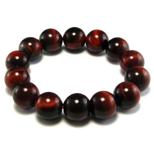 CET Domain 2C070009 Natural Dark Red Agate Tiger Eye Bracelet 14 mm