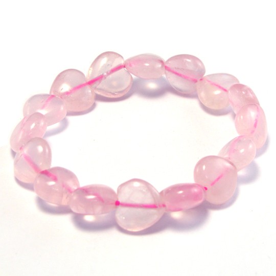 CET Domain 2C070043 Natural Pink Agate Rose HeartShaped Quartz Bracelet 9 to 10 mm