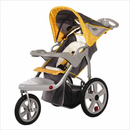 InSTEP 11-AR183 Grand Safari Swivel Wheel Single Jogger-Stroller - Gray-Yellow