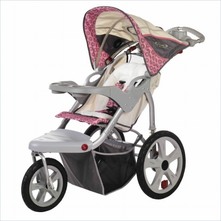 InSTEP 11-AR184 Grand Safari Swivel Wheel Single Jogger-Stroller - Tan-Pink