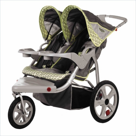 InSTEP 11AR281 Safari Swivel Wheel Double JoggerStroller GrayGreen