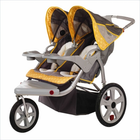 InSTEP 11AR283 Grand Safari Swivel Wheel Double JoggerStroller GrayYellow