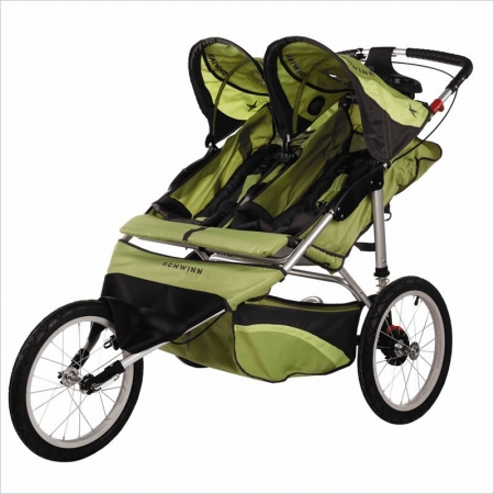 Schwinn 13-SC212 Arrow Fixed Wheel Double Jogger-Stroller - Green-Gray